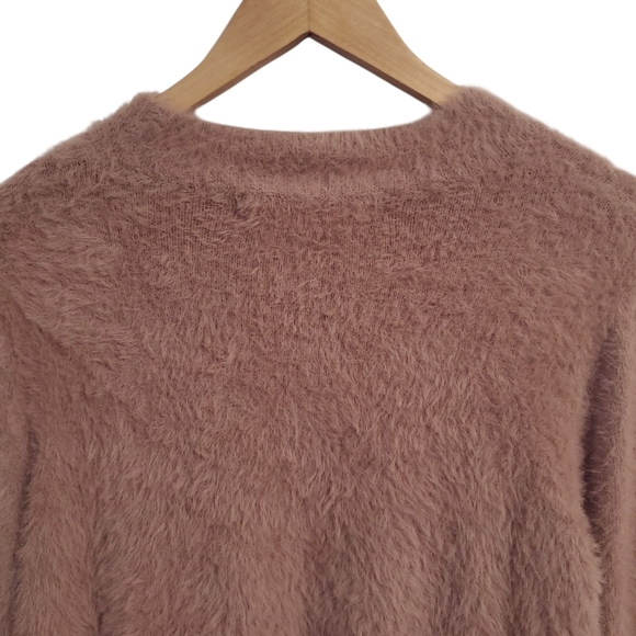 HOUSE of Harlow 1960 x Revolve Alicia Fuzzy Knit Crewneck Tan Sweater Sz M Cozy - Picture 8 of 13